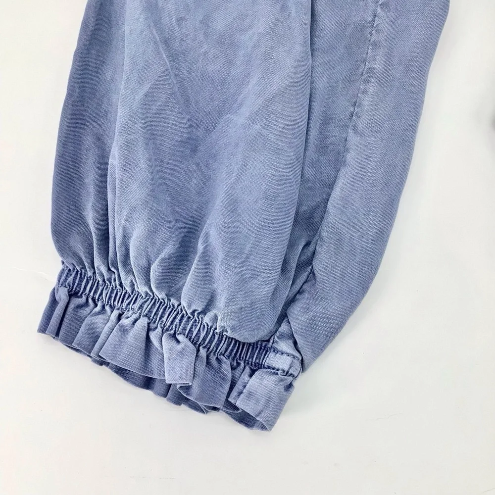 Bella Dahl Tencel-Lyocell Blue V Neck Long Sleeve Smocked Mini Dress Size Large - Picture 9 of 14